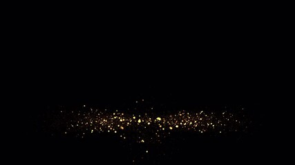 Golden glitter sparkling Magic lights. logo reveals trail symmetry sparkle Isolated on black background with alpha. Intro animation Birthday, Anniversary, new year, event, Christmas, Festival, Diwali
