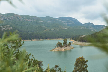 View of an island within a lake