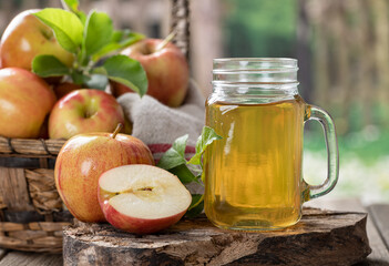 Glass of Apple Juice and Fresh Apples