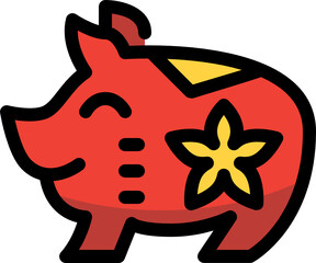 pig color outline icon