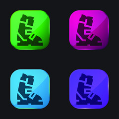 Boot four color glass button icon