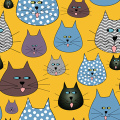seamless whimsical background with cats