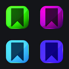 Bookmark four color glass button icon