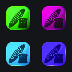 Bread four color glass button icon