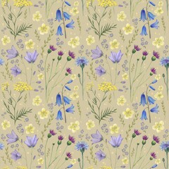 Wildflower flower pattern on a light background
