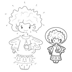 Dot to dot Christmas puzzle for children. Connect dots game