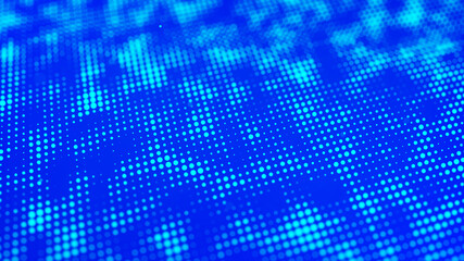 Technology background. Futuristic illustration. Wave of particles.Binary computer code Background. 3D rendering.