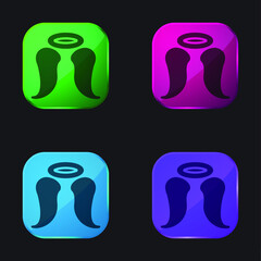 Angel four color glass button icon