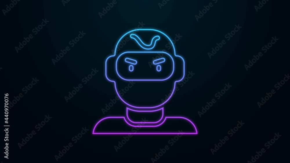 Canvas Prints glowing neon line thief mask icon isolated on black background. bandit mask, criminal man. 4k video 