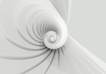Curl background. White modern wallpaper. curl background in white. Three-dimensional curl background texture. Modern abstract pattern. Texture with spiral receding into distance. 3d visualization