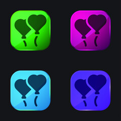 Balloon four color glass button icon