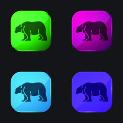 Bear four color glass button icon