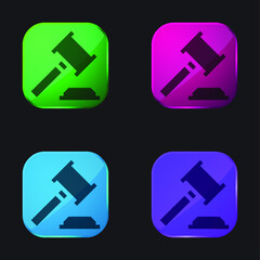 Auction four color glass button icon