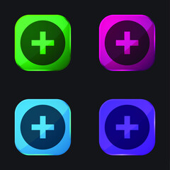 Add Button four color glass button icon