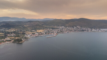 aerial Views from a small sea town urla izmir. High quality photo