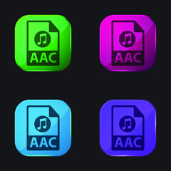 AAC File Format four color glass button icon