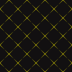 Yellow rhombus and black background. Repeated vector background.