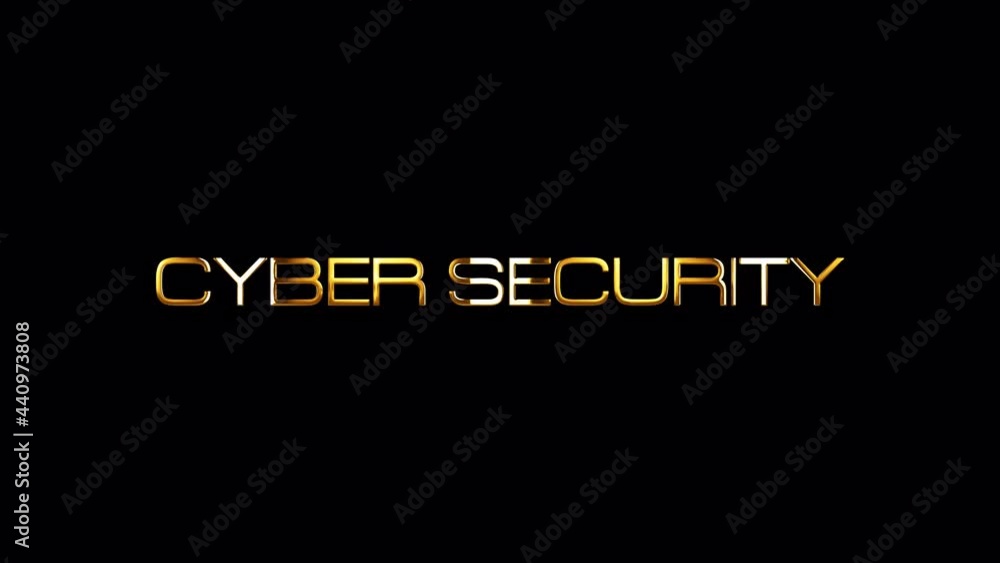 Poster cyber security golden text with light glowing effect isolated with alpha channel quicktime prores 44