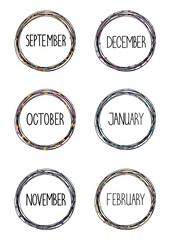 Months of year lettering frame