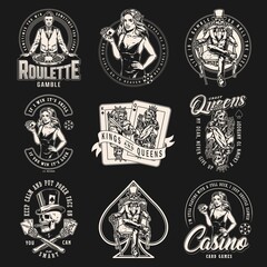 Fototapeta premium Casino vintage monochrome logos