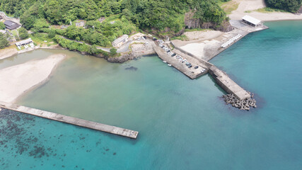 浦島漁港の海　京都　ドローン空撮