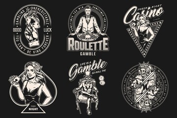 Fototapeta premium Casino and poker game vintage labels