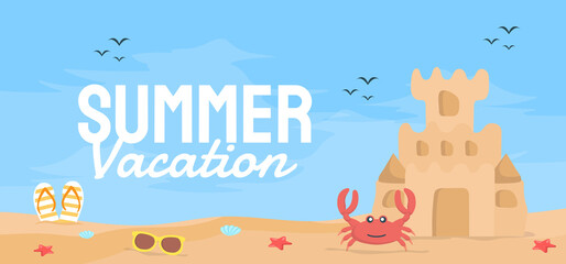 Fototapeta na wymiar Summer banner template vector illustration for social media