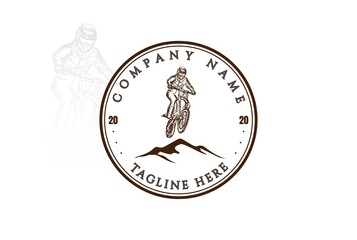 Vintage Retro Dirt Bike Motorcycle Sport Club Badge Logo Design Vector