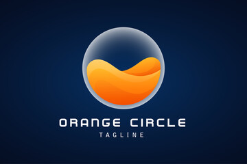 orange water wave with white circle gradient logo
