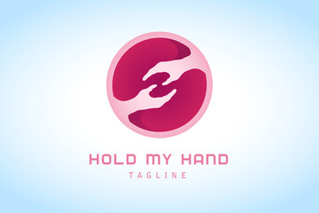 two hold hand gradient logo for company