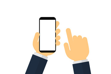 Hand holding smartphone with empty screen 001