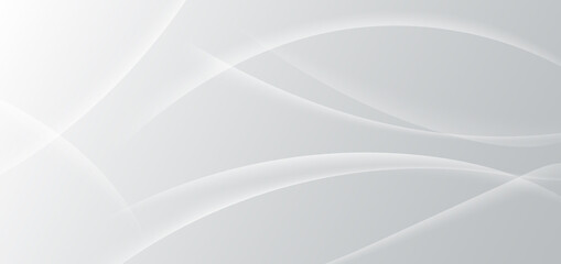Abstract white and grey background with dynamic waves shape.