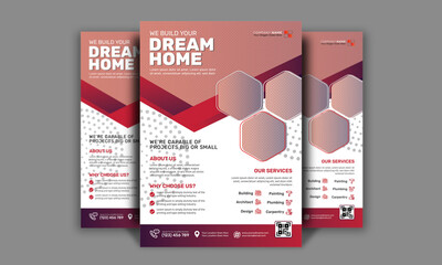 House repair cover A4 template for a construction tools report and brochure design | Construction Flyer Layout with modern Graphic Icons | Business flyer template