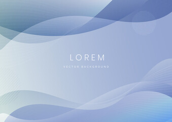 Abstract soft blue curved and wave lines background.