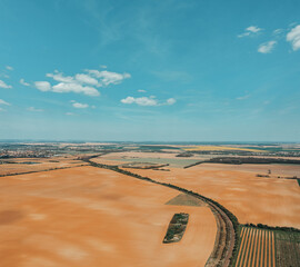 Farmland crossed with railway track