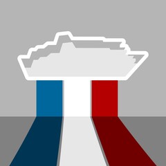Ferry boat icon and flag of France