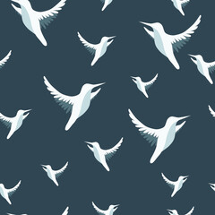 vector pattern with hummingbirds. flat image of a pattern with birds. flying hummingbird