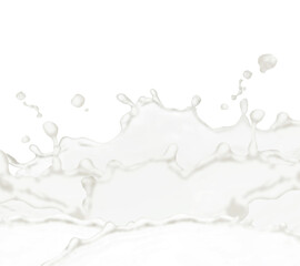 Milk splashes with drops isolated on white background.