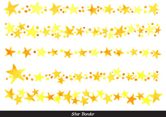 Shinning star border watercolor for decoration on night party, Christmas and night theme concept.