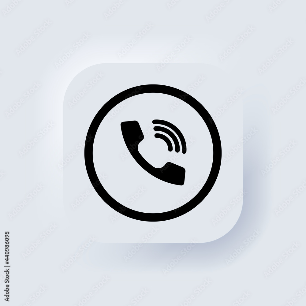 Poster phone button. call icon. smartphone. elements for mobile concepts and web apps. neumorphic ui ux whi