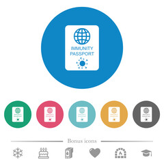 Immunity passport flat round icons