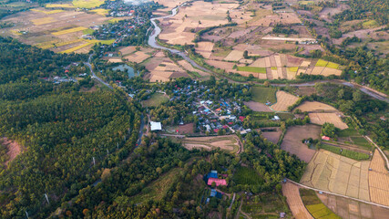 Aerial view Pai city. Pai is a small town in northern Thailand