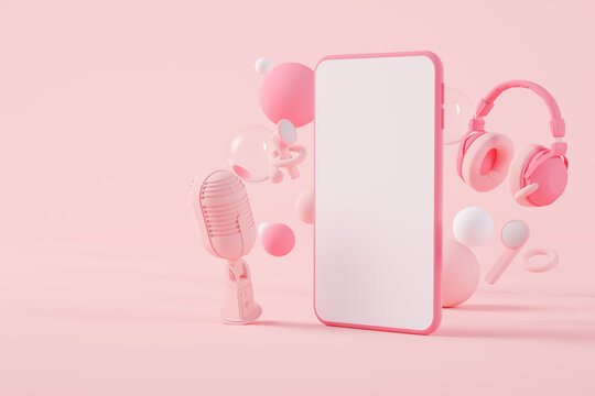 Pink Cartoon Mobile Audio