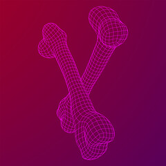 Anatomy Dog Bone object. Wireframe low poly mesh
