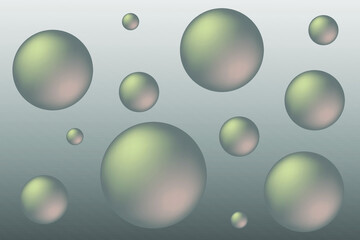 Frosted 3d pearl bubbles, dark matt circle shape vector illustration. Set of round shape pearls gem, smooth and soft.