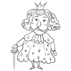 King. Vector Cartoon Coloring illustration.