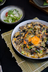 beef sliced on topped rice with egg (GYUU-DON) - Japanese food style