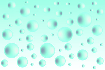Colorful 3d realistic soap bubbles. Frosted aquamarine water drops on a rainy day vector illustration. 