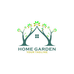 TREE HOUSE ICON VECTOR LOGO WITH LEAVES, TWIGS AND FLOWERS TO CONTACT A MESSAGE OF ORGANIC REAL ESTATE CONSTRUCTION