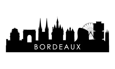 Fotobehang Bordeaux skyline silhouette. Black Bordeaux city design isolated on white background. © greens87